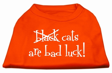 Black Cats are Bad Luck Screen Print Shirt Orange Lg